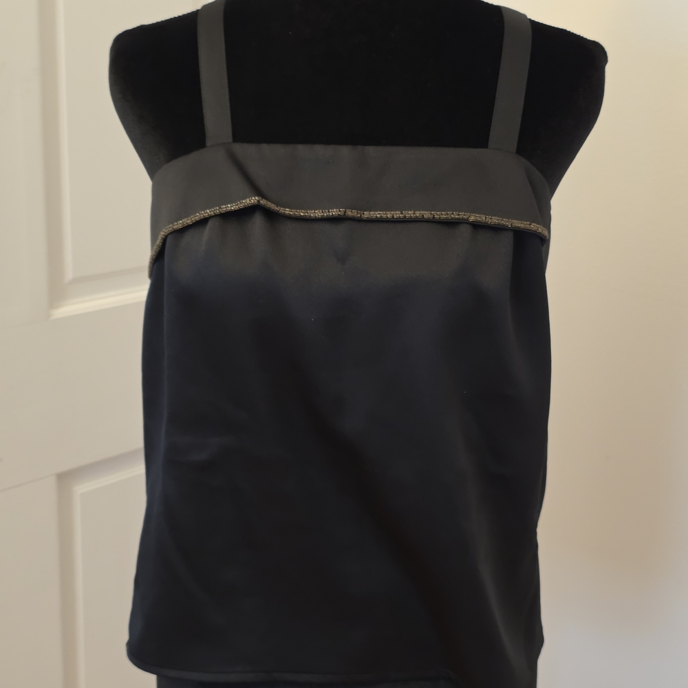 Vintage Nolan Miller Dynasty Collection Black Beaded Tank